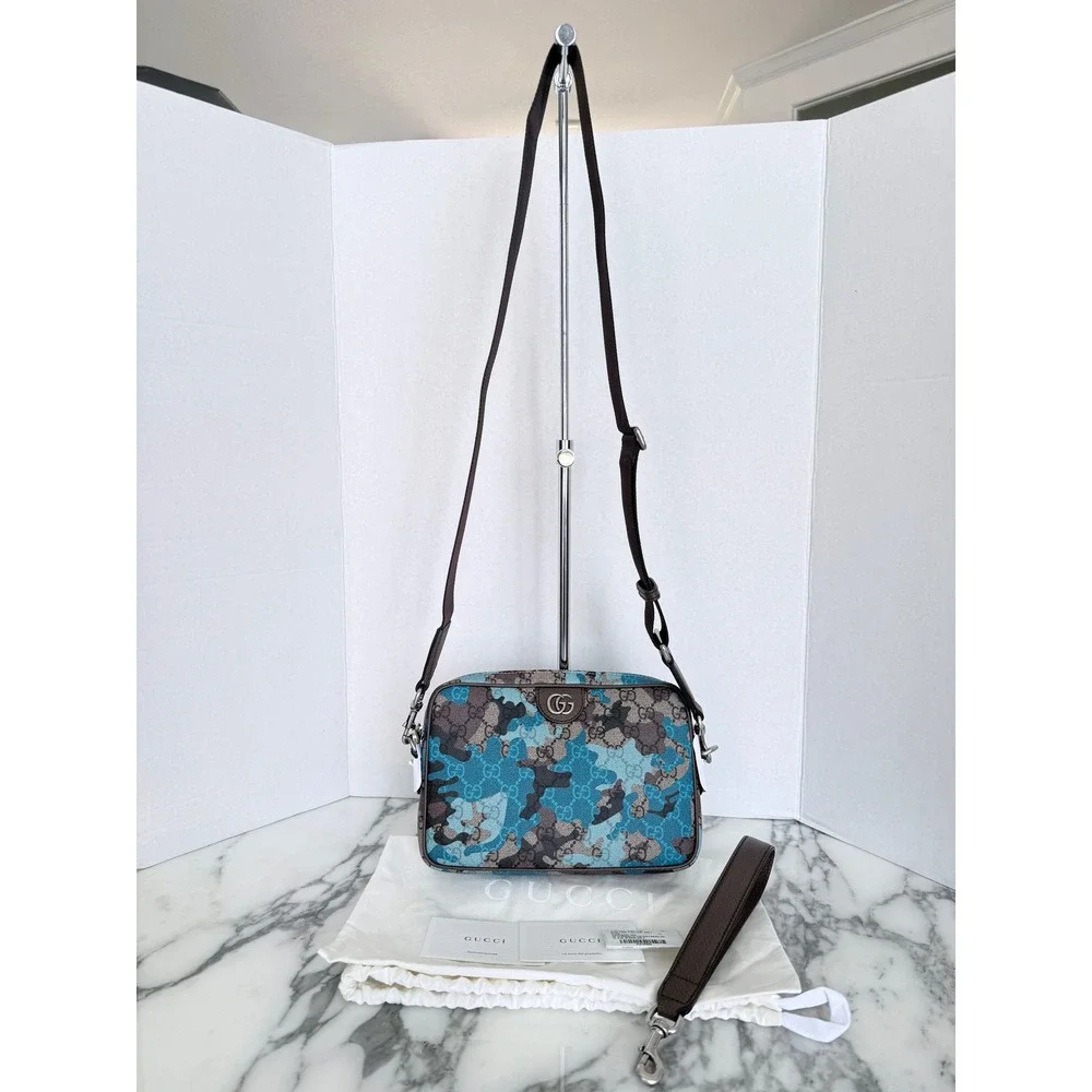 Gucci GG Marbled Pop Camo Crossbody Bag Blue Brown 839155 FAFHF 001